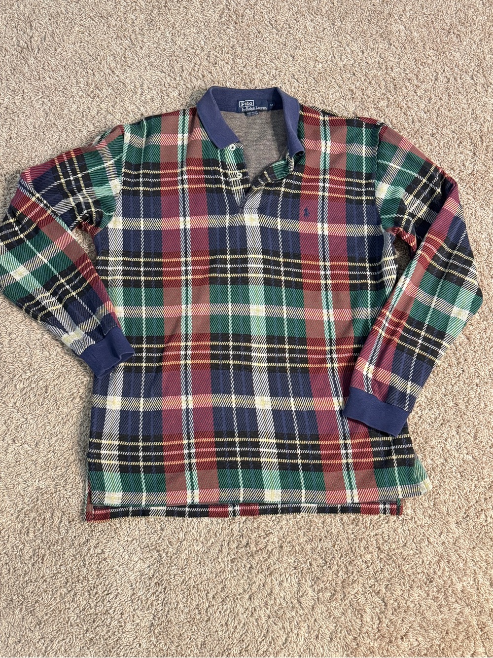RARE Made In USA Polo Ralph Lauren Vintage 90s  Plaid Cotton Size M
